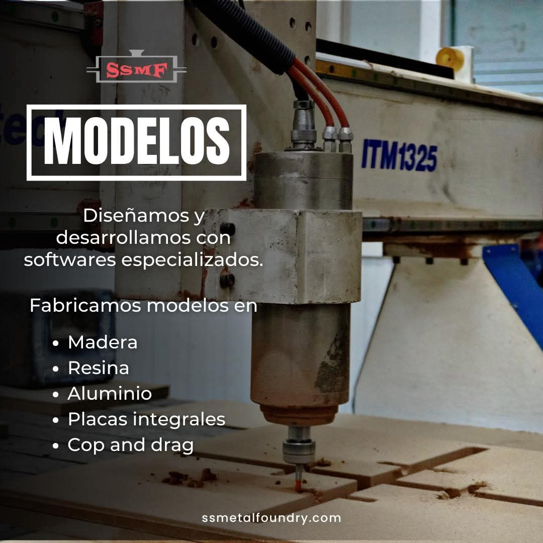 Router CNC ITM1325 maquinando un modelo de madera en SS Metal Foundry